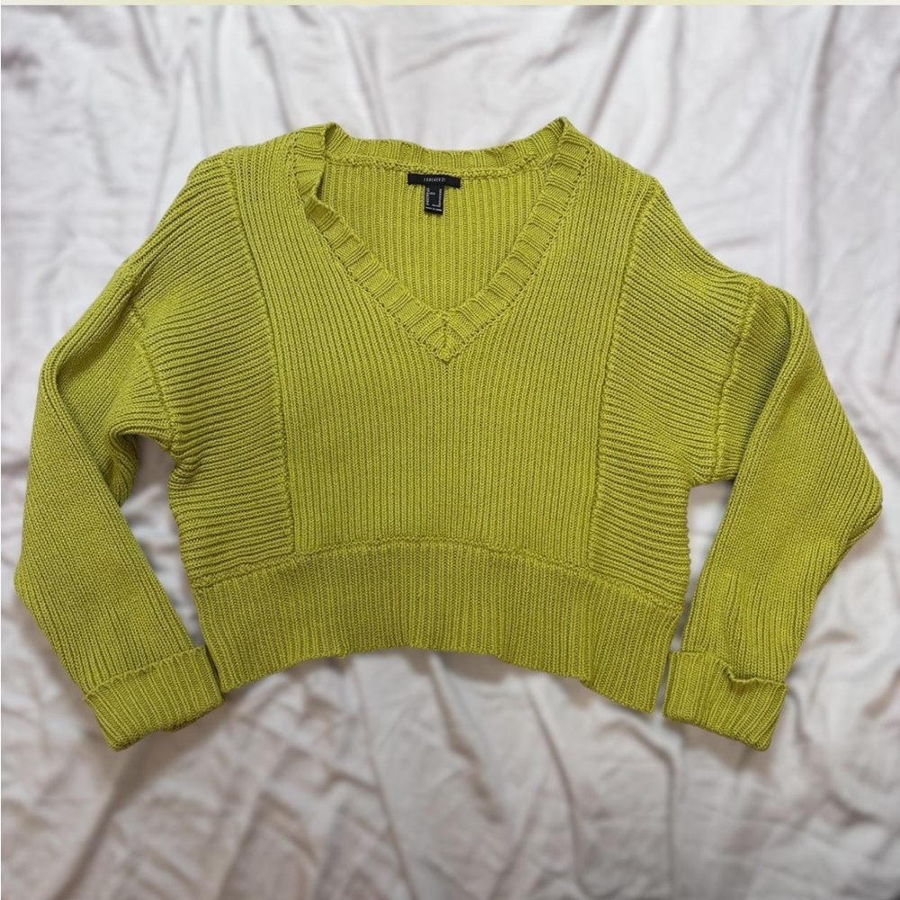 Forever 21 Lime V-Neck Sweater